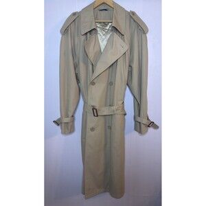 Vintage Towncraft Double Breasted Trench Coat 44 Gold Plaid Lined Old Money